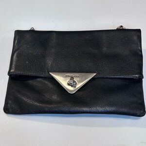 Renato Angi Black Genuine Italian Leather Flap Lock Purse